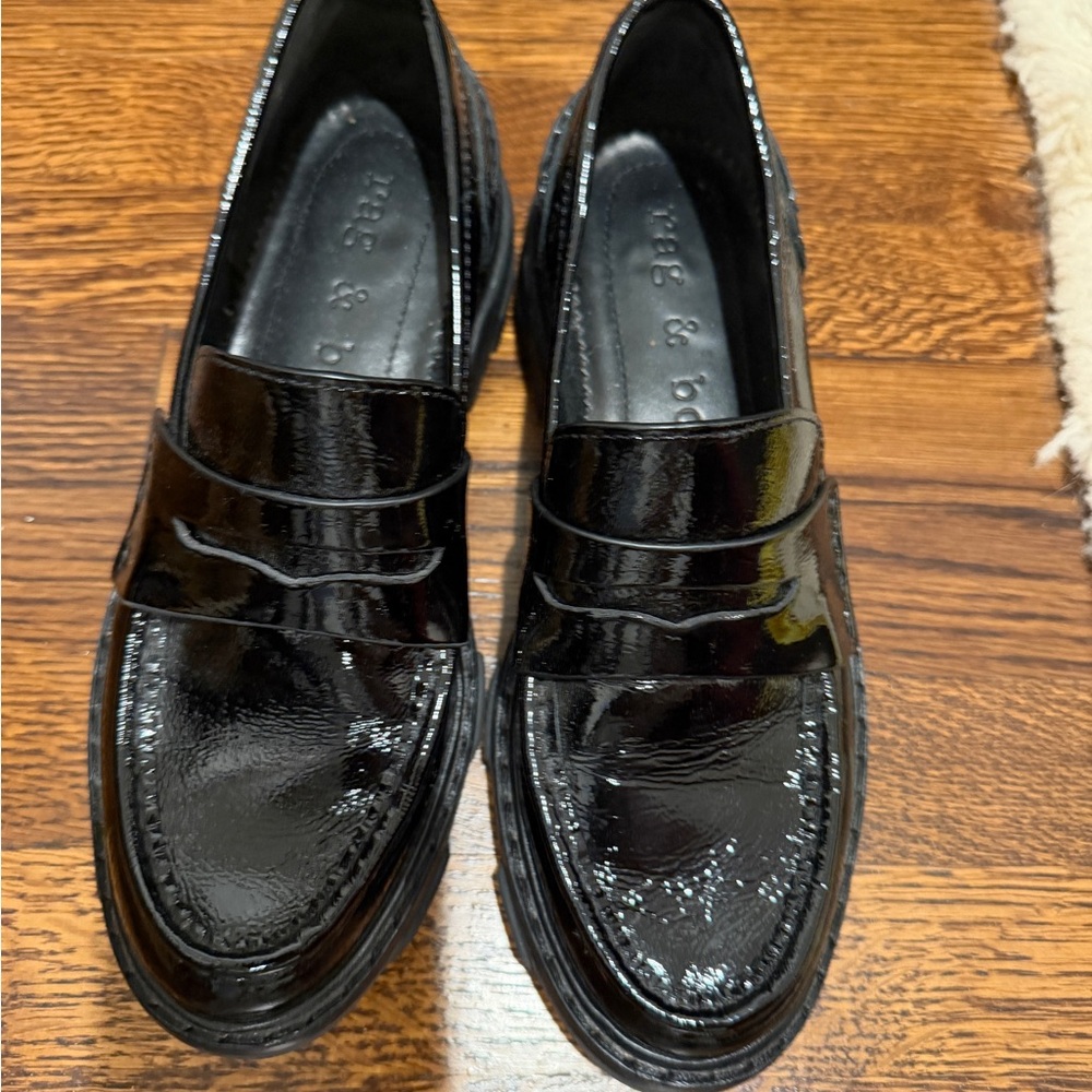 Rag and Bone Quinn Patent Platform Leather Loafers - Picture 2 of 6